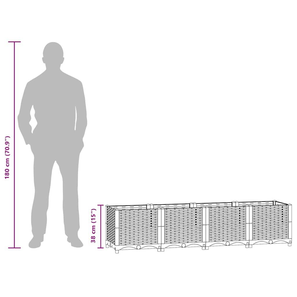 Verhoogde plantenbak 160x40x38 cm bruin Polypropyleen - 34% Korting