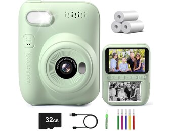 Gofunly Kinder Instant Camera Groen - 14MP - 32GB + Printpapier - 34% Korting