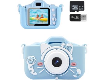 Kinder Camera Blauw 20MP Selfie & 32GB SD - 33% Korting!