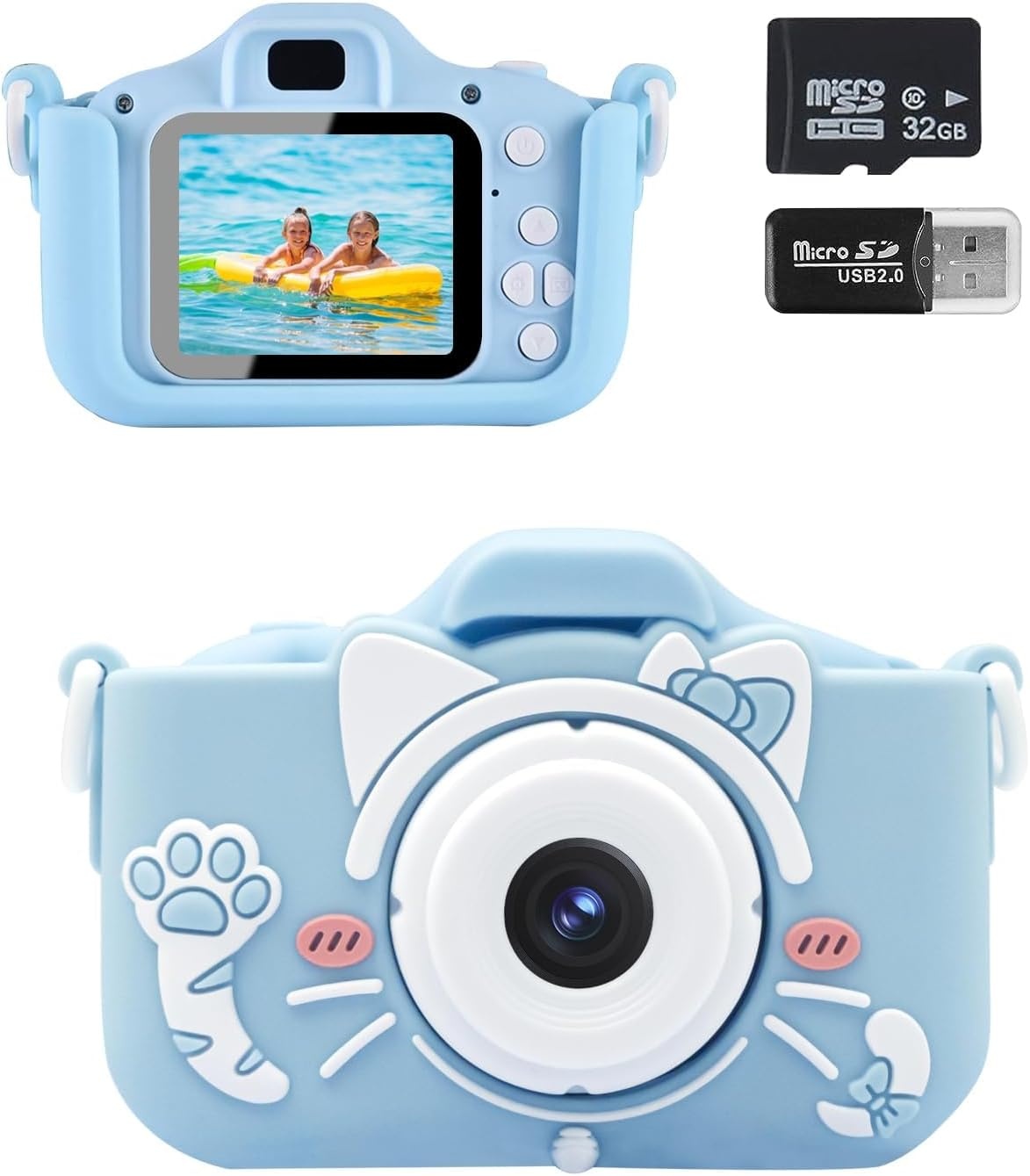 Kinder Camera Blauw 20MP Selfie & 32GB SD - 33% Korting!