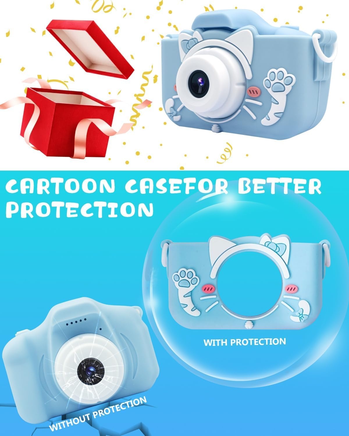 Kinder Camera Blauw 20MP Selfie & 32GB SD - 33% Korting!