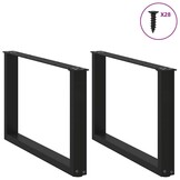 vidaXL U-vormige Salontafelpoten Staal Zwart 70x43 cm - 2 stuks (34% korting)