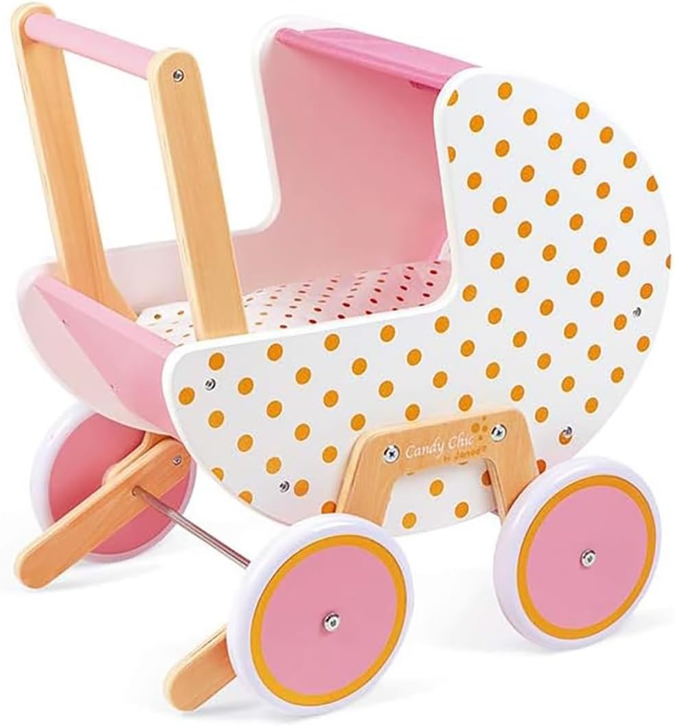 Janod Houten Poppenwagen Roze - 34% Korting - 41,7 x 31,6 x 46 cm