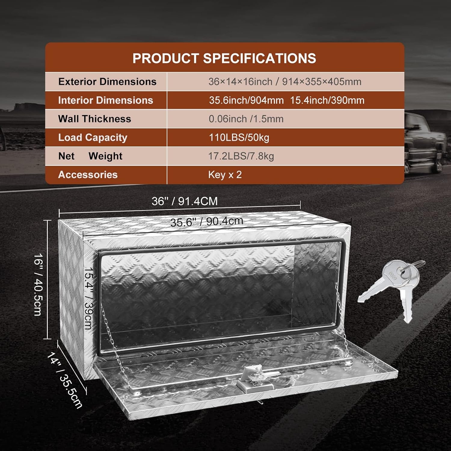 VEVOR Gereedschapskist Aluminium 91x36x40 cm - 60% Korting