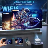 Mini Beamer 4K 1080P Wit met Elektrische Focus & Wifi 6 - 35% Korting