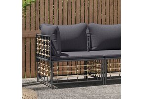 vidaXL Tuinhoekbank met donkergrijze kussen poly rattan