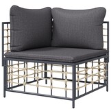 vidaXL Tuinhoekbank Poly Rattan Donkergrijs (34% Korting)
