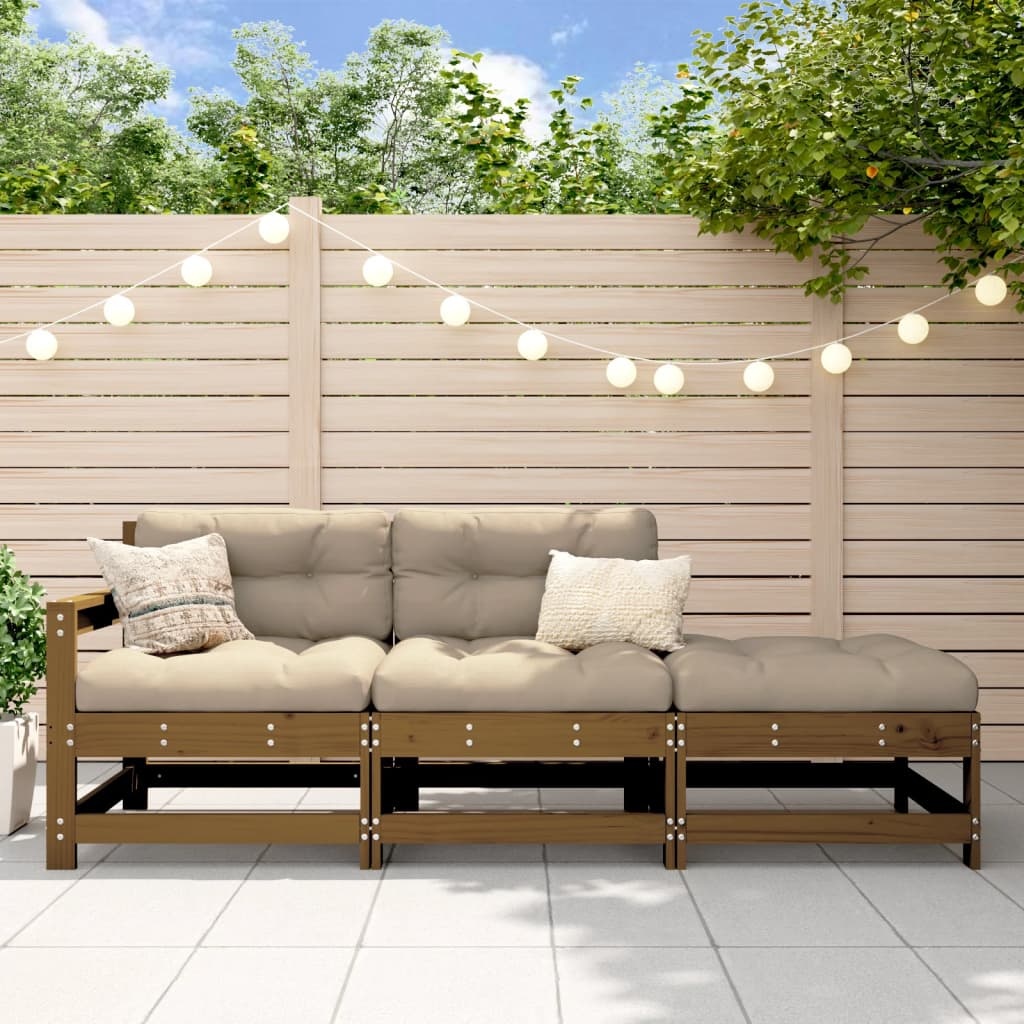 vidaXL Loungeset 3-delig Grenenhout Honingbruin - 35% Korting