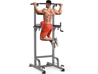 RELIFE REBUILD YOUR LIFE Optrekstang staand Trainingsapparaat Fitness Dip station Krachttoren Vrijstaand Thuis