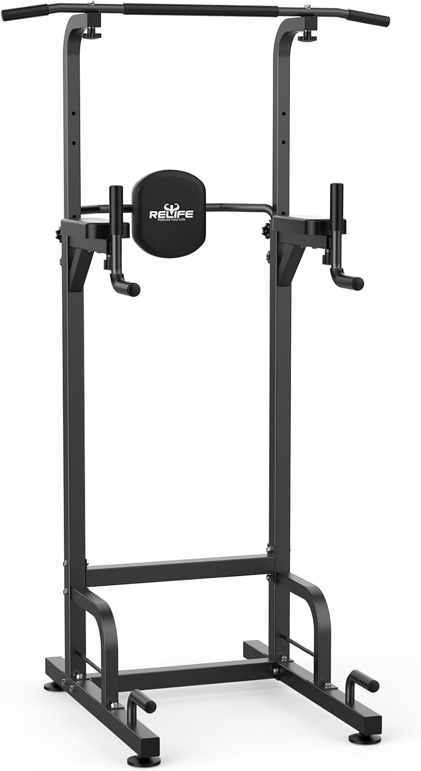 RELIFE REBUILD YOUR LIFE Optrekstang staand Trainingsapparaat Fitness Dip station Krachttoren Vrijstaand Thuis