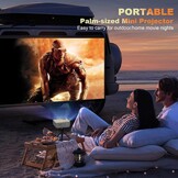 YOOYAA Mini-projector met Bluetooth en statief, draagbaar, 1080p, Full HD, 10.000 l, mini-draagbare led-projector voor thuisbioscoop, compatibel met smartphone, HDMI, USB, tv-stick