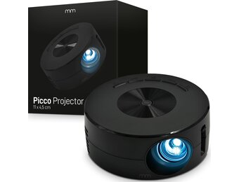 MikaMax Picco Projector - Mobiele Home Theater Beamer - PowerBank Compatibel - Compact & Draagbaar - 11 x 11 x 4,5 cm - Zwart