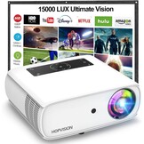 HOPVISION Beamer 9500 lumen 4K draagbare Bluetooth Full HD 1080P thuisbioscoop compatibel met smartphone/HDMI/USB/laptop/Fire Stick/PS5