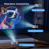 WOLFANG Mini Projector met Statief, 1080P Full HD Draagbare Telefoonprojector, Buiten Home Theater Filmprojector Compatibel met HDMI, USB, Smartphone, Tablet, PC, TV Stick, AV, Micro SD Kaart