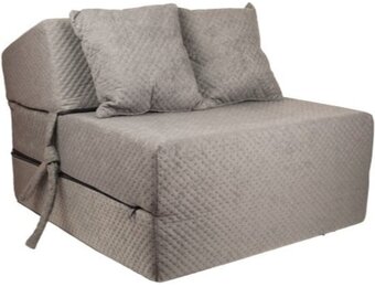 Logeermatras met kussen - 70cm x 200cm x 15cm - Opvouwbaar - Grijs