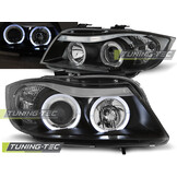 Koplampen dual halo rims BMW E90/E91 03 05-08 08 ANGEL EYES ZWART