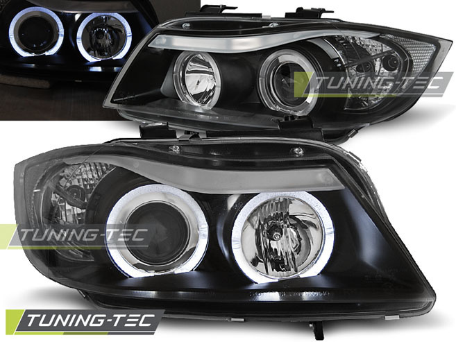Koplampen dual halo rims BMW E90/E91 03 05-08 08 ANGEL EYES ZWART