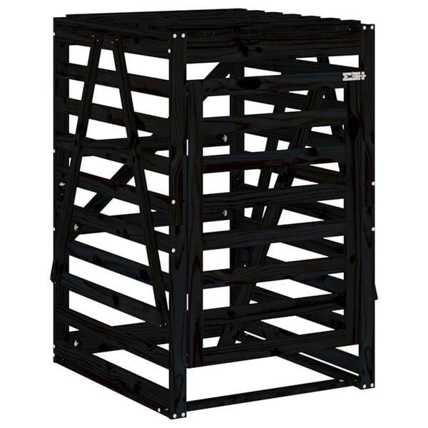 Houten Containerberging Grenenhout Zwart - 84x90x128,5 cm - 34% Korting