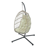 Inklapbare Hangstoel Egg Chair Crème/Zwart met Beige Kussens - 34% Korting