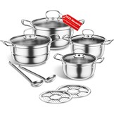 12-delige Pannenset RVS | Inductie & Alle Warmtebronnen | 32% Korting