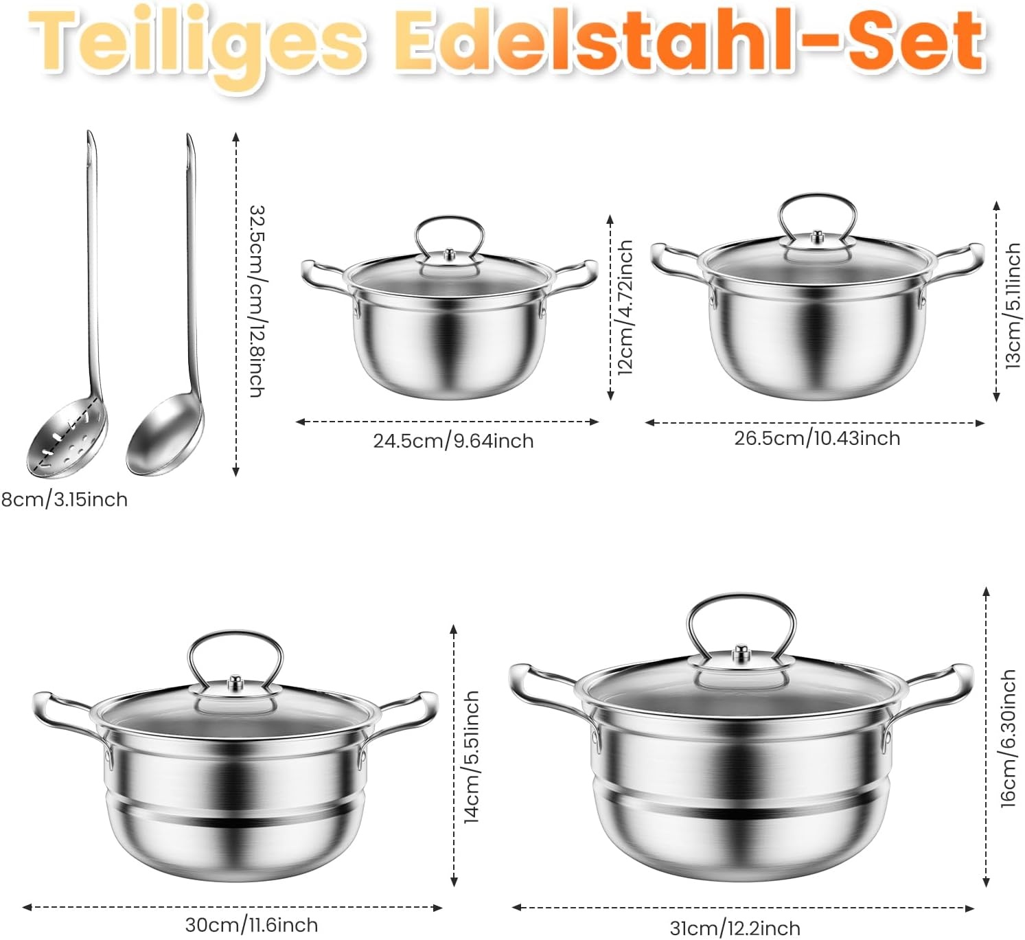 12-delige Pannenset RVS | Inductie & Alle Warmtebronnen | 32% Korting