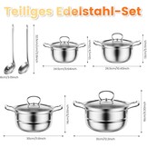 12-delige Pannenset RVS | Inductie & Alle Warmtebronnen | 32% Korting