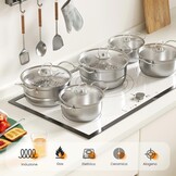 RVS Pannenset 12-delig Inductie & Gas - Zilver | 33% Korting