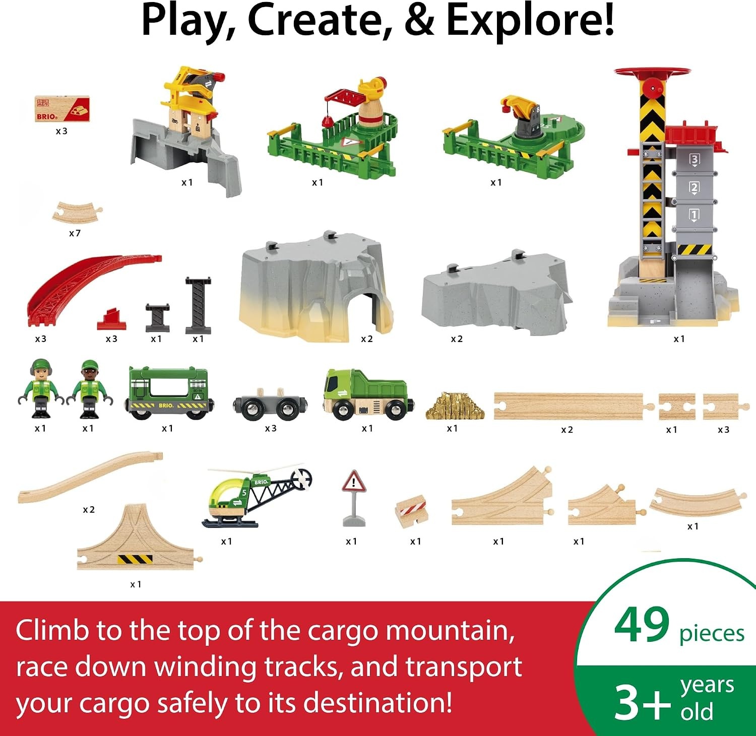 Houten Treinset Mountain Freight Deluxe - 49 Delen - 35% Korting