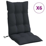 vidaXL Stoelkussens Hoge Rug Oxford Stof Zwart 6 stuks - 34% Korting