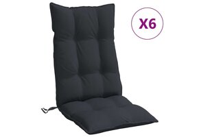 vidaXL Stoelkussens 6 st Hoge Rug Oxford Stof Zwart - 45% Korting