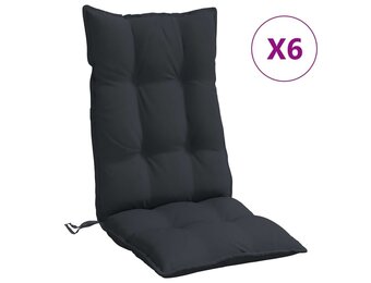 vidaXL Stoelkussens Hoge Rug Oxford Stof Zwart 6 stuks - 34% Korting