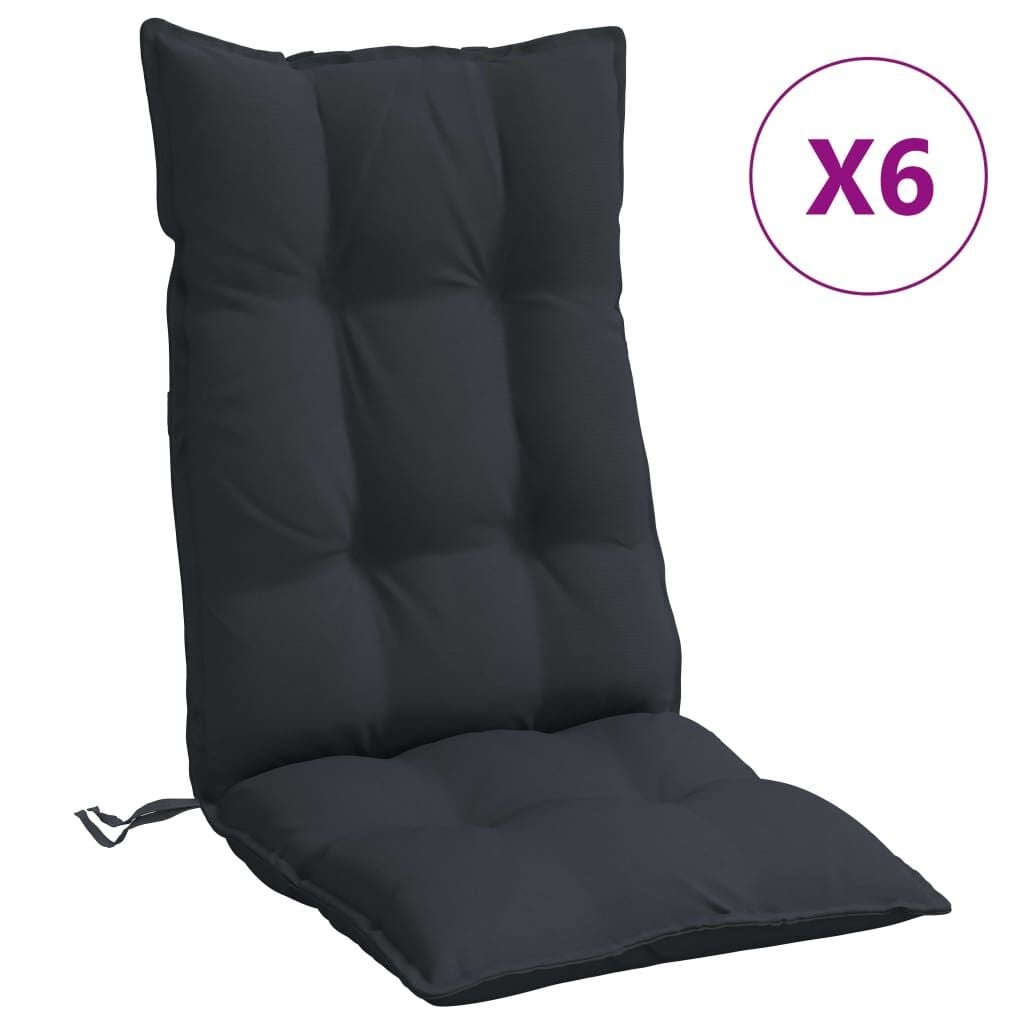 vidaXL Stoelkussens Hoge Rug Oxford Stof Zwart 6 stuks - 34% Korting
