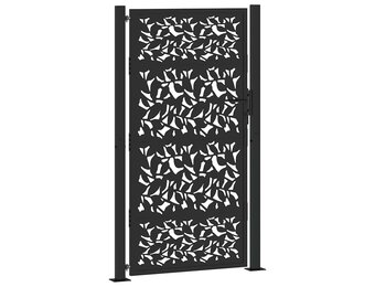 vidaXL Poort 105x180 cm Zwart - Staal met Bladontwerp - 35% Korting