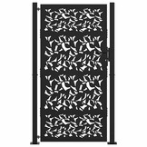 vidaXL Poort 105x180 cm Zwart - Staal met Bladontwerp - 35% Korting