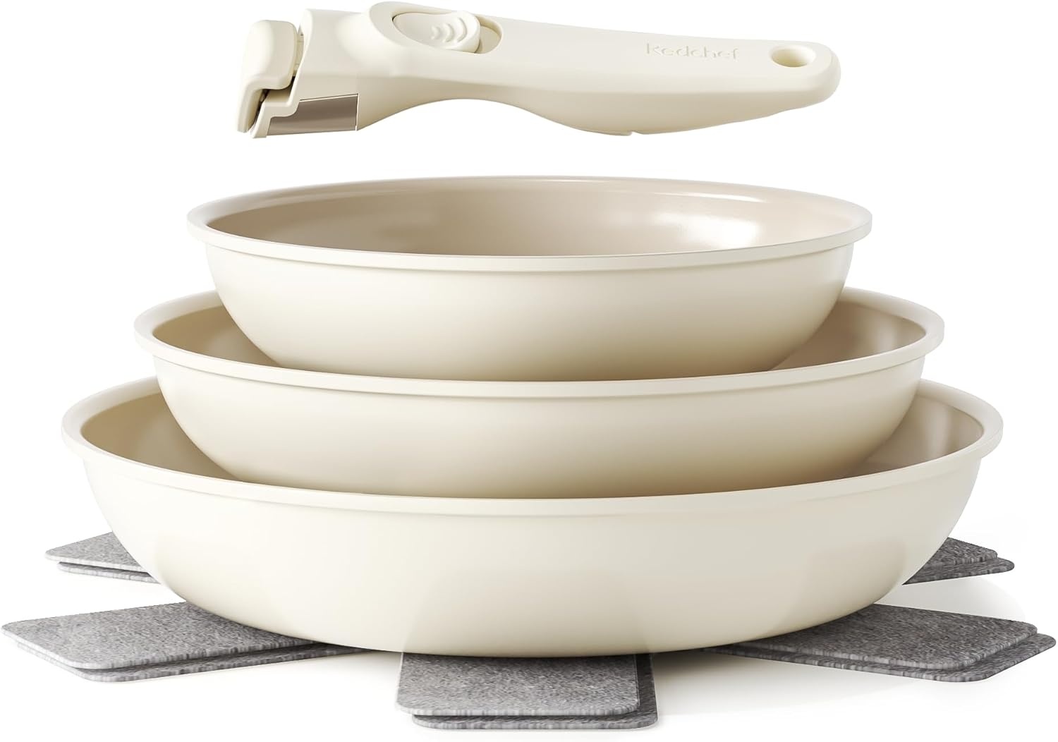 6-Delige Keramische Pannenset Beige met Afneembare Steel (Inductie) - 34% Korting