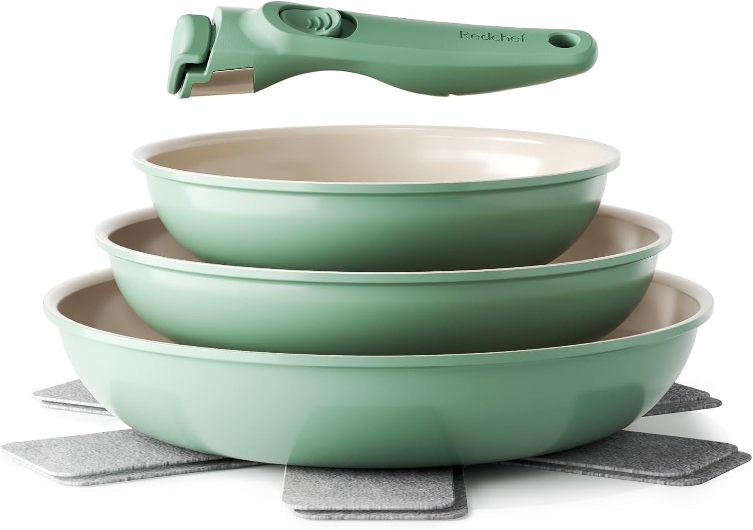 6-Delige Keramische Pannenset Beige met Afneembare Steel (Inductie) - 34% Korting