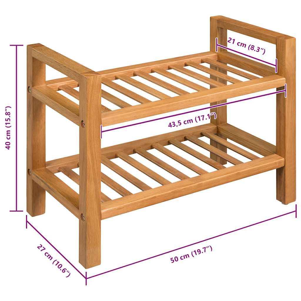 VidaXL Schoenenrek Massief Eikenhout 50x27x40 cm - 53% Korting