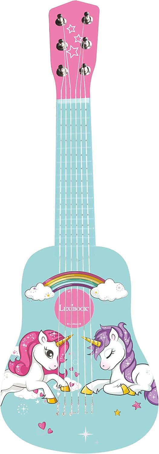 Houten Eenhoorn Gitaar voor Kinderen (53cm) Roze/Blauw - 57% Korting!