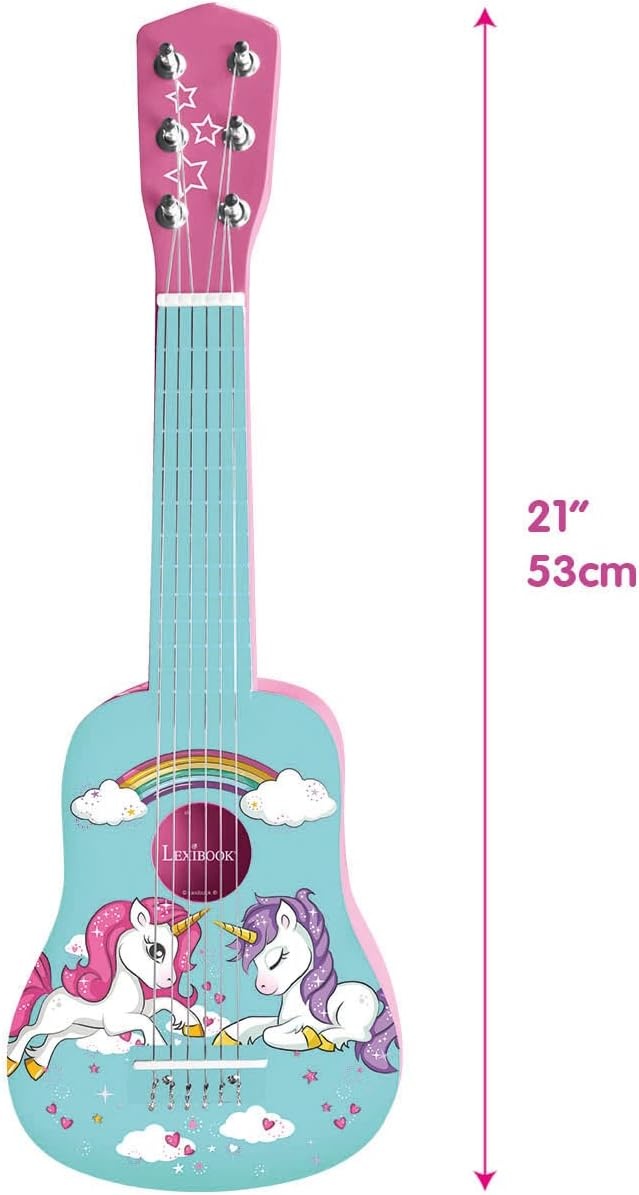 Houten Eenhoorn Gitaar voor Kinderen (53cm) Roze/Blauw - 57% Korting!