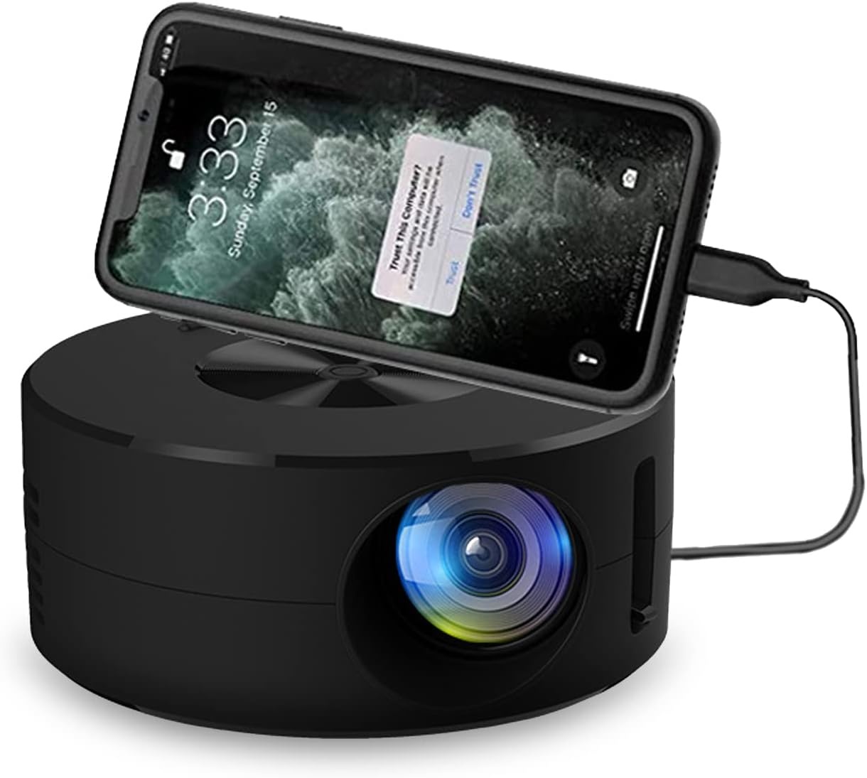 Mini Zakprojector Zwart 1080P Draagbaar met Batterij & Luidspreker - 34% Korting