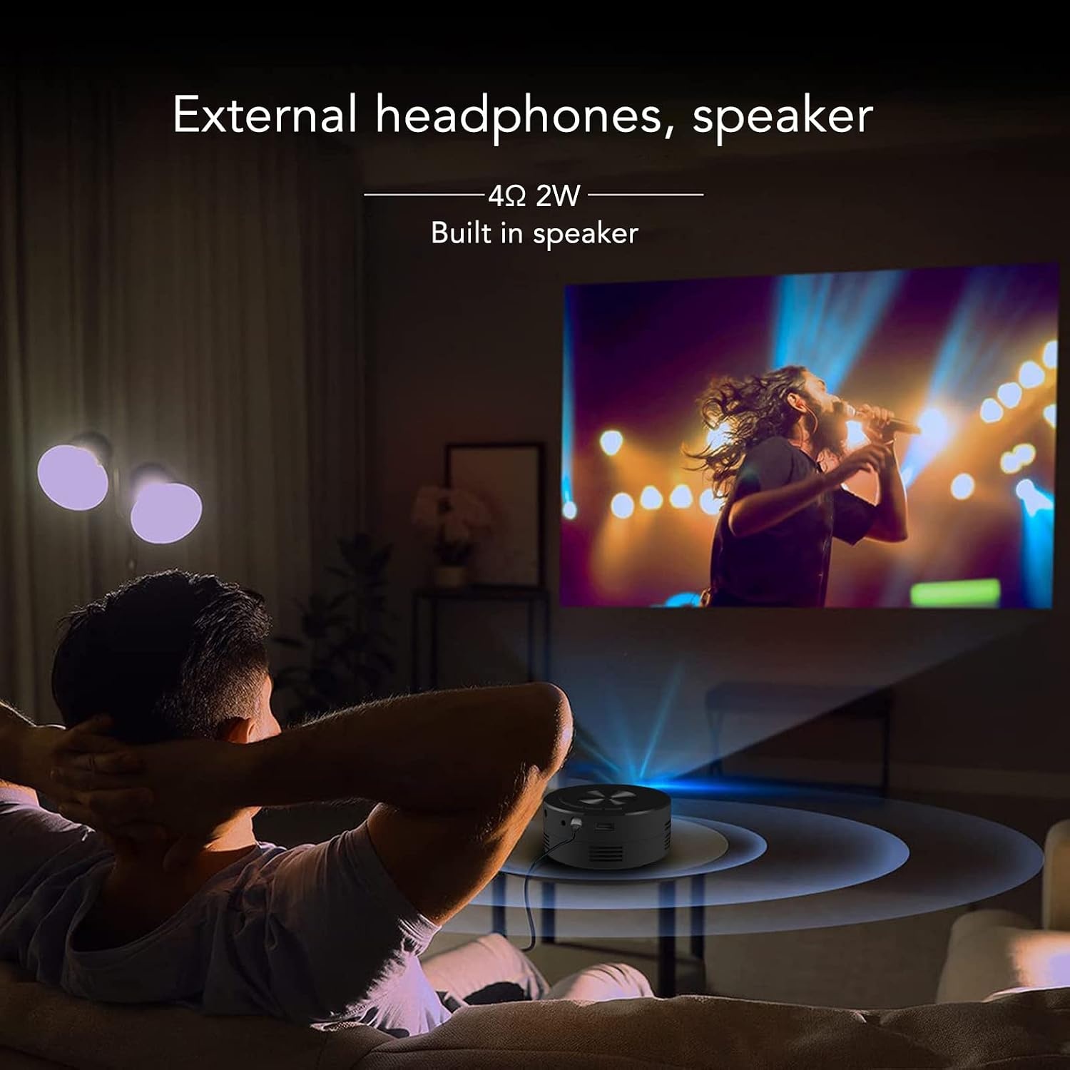 Mini Zakprojector Zwart 1080P Draagbaar met Batterij & Luidspreker - 34% Korting