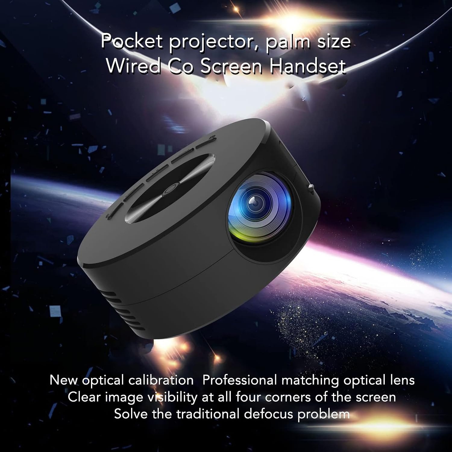 Mini Zakprojector Zwart 1080P Draagbaar met Batterij & Luidspreker - 34% Korting