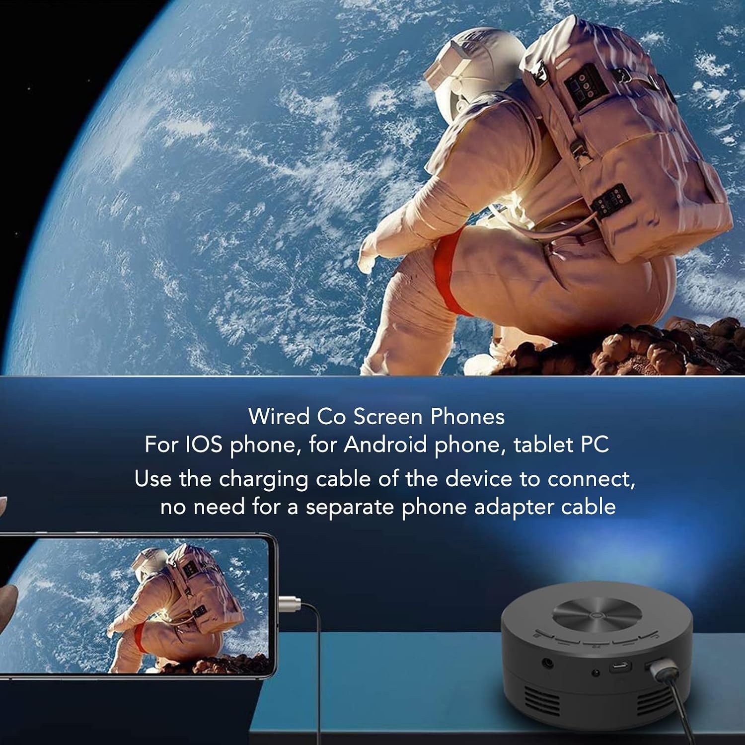 Mini Zakprojector Zwart 1080P Draagbaar met Batterij & Luidspreker - 34% Korting