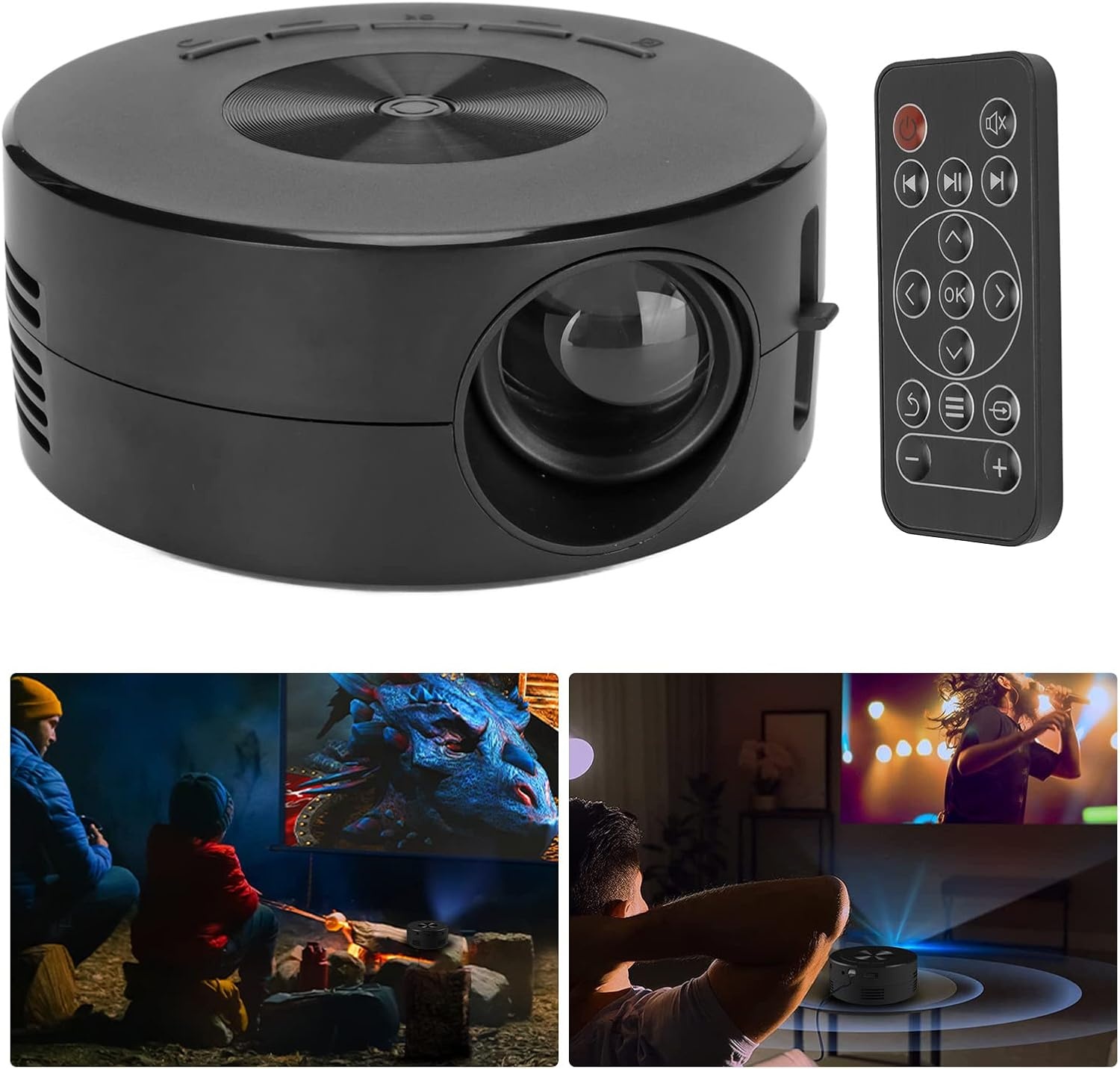 Mini Zakprojector Zwart 1080P Draagbaar met Batterij & Luidspreker - 34% Korting