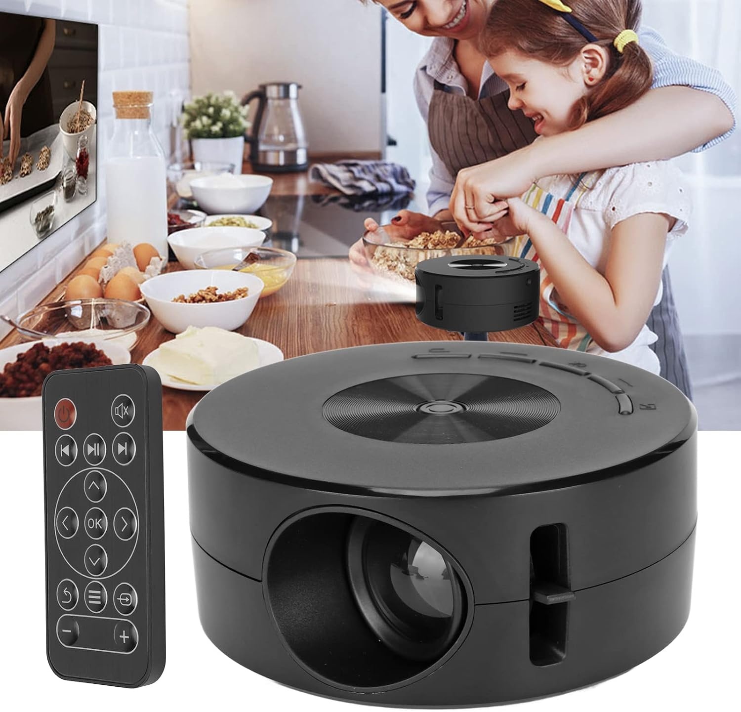 Mini Zakprojector Zwart 1080P Draagbaar met Batterij & Luidspreker - 34% Korting