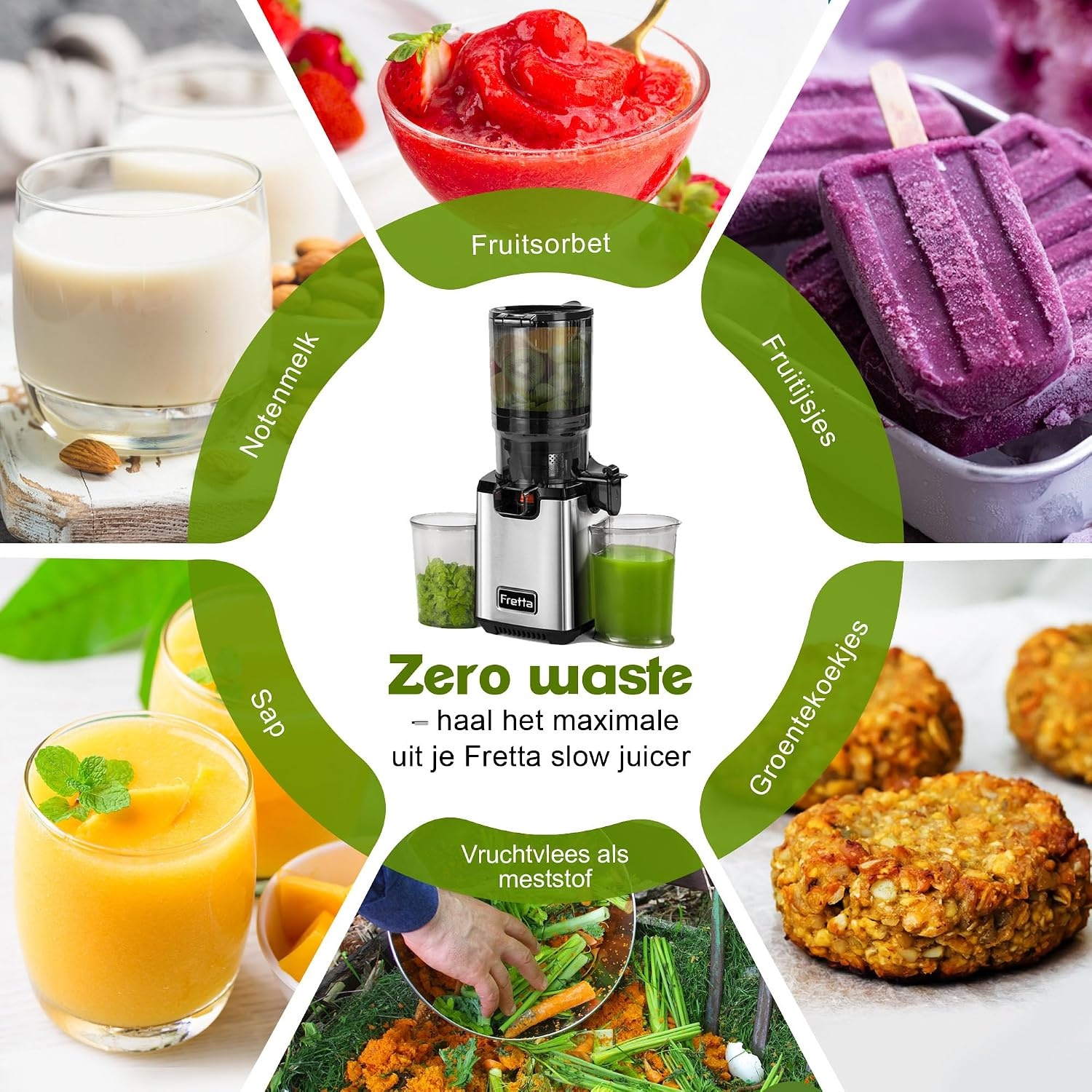 Slowjuicer voor Groenten & Fruit - 250W - Zilver (35% Korting)