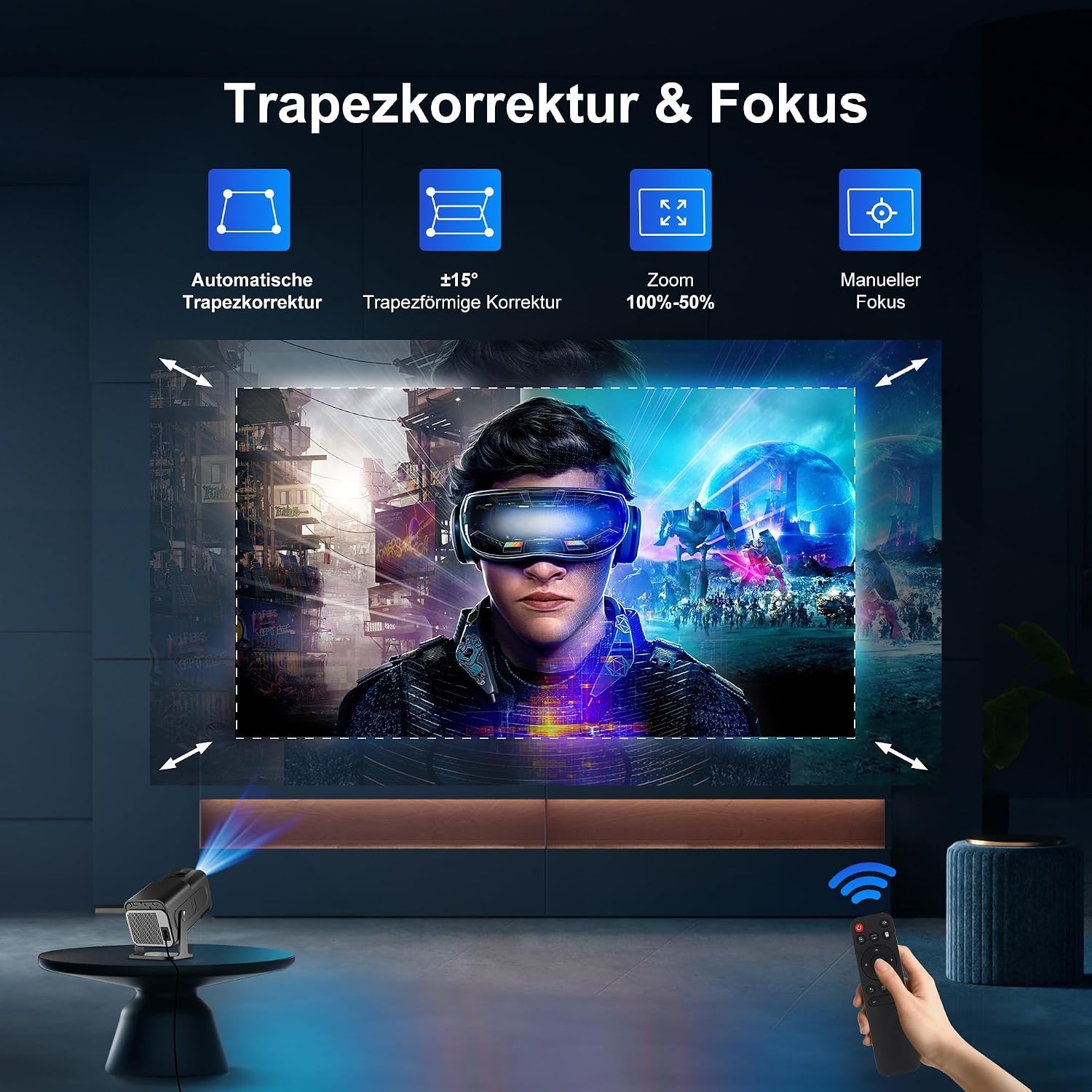Mini Beamer 4K Projector Zwart Grijs met 35% Korting