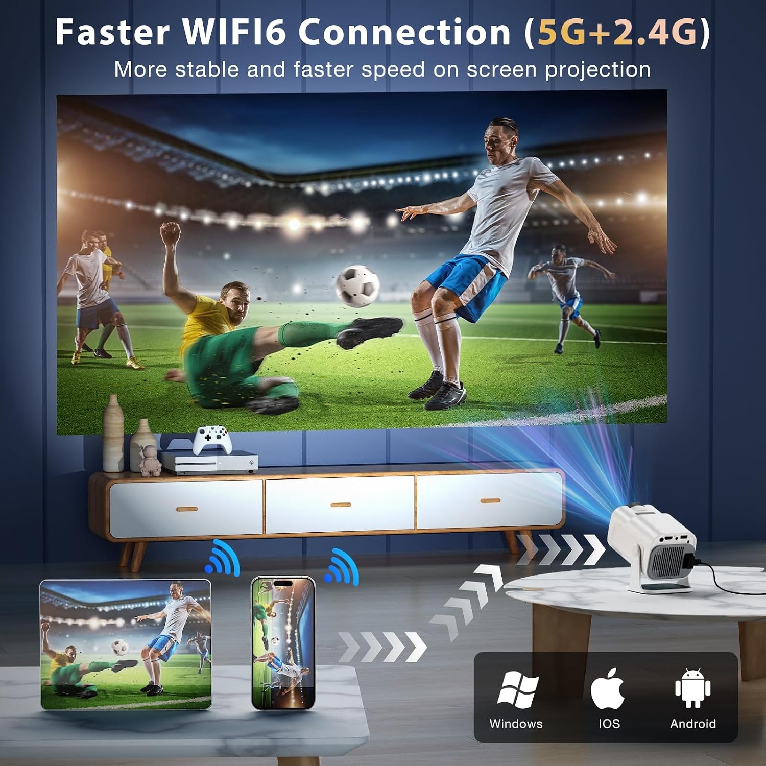Mini Beamer Full HD 1080P (4K ondersteuning) - Wit & Zwart - 34% Korting