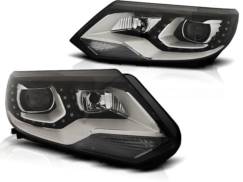 Koplampen VW Tiguan 2011-2015 LED DRL Zwart - 55% Korting