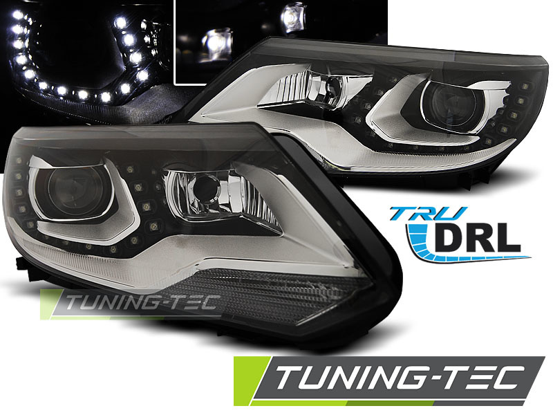 Koplampen VW Tiguan 2011-2015 LED DRL Zwart - 55% Korting